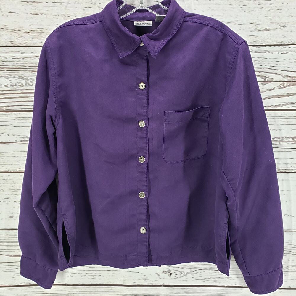 Chico's Women's Purple Casual Button Up Long Sleeve Top Size 1